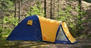 pitched camping tent