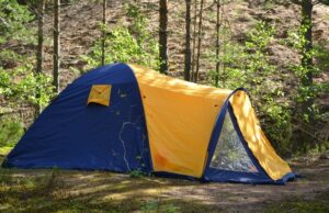 pitched camping tent