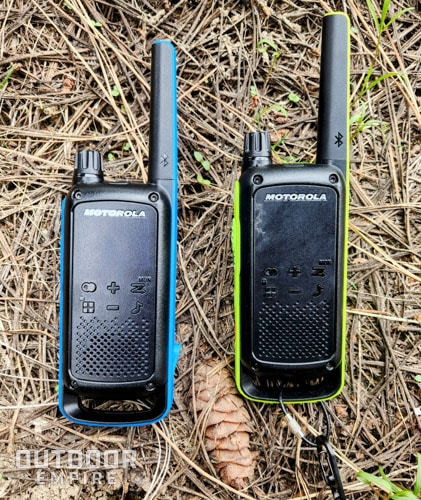 motorola t800 and t801 walkie talkies in the dirt