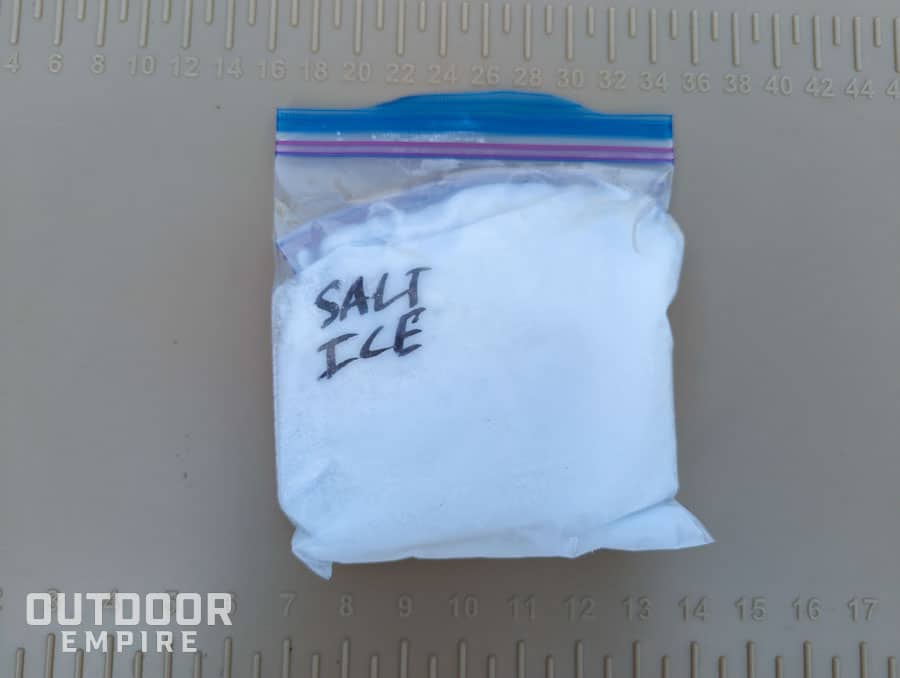 Completed salt DIY ice pack for coolers