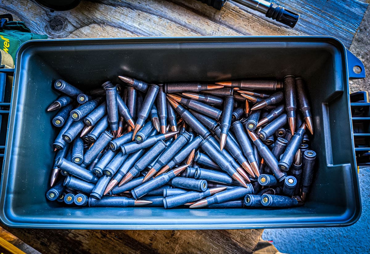 Ammo cam full of steel-cased .308 Winchester ammo