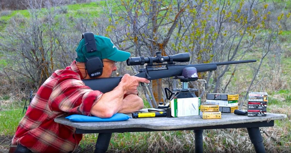 Shooting mossberg patriot rifle from bench
